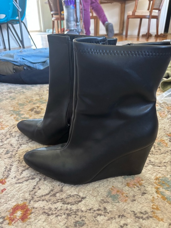 a new day Shoes - a new day Black Wedge Ankle Boots with Side Zip